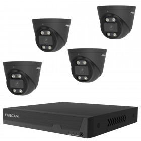 Foscam FN9108E-T4-2T 8-Kanal 3K 5 MP PoE Komplettset für die Videoüberwachung mit 4 Überwachungskameras (schwarz)