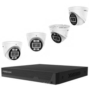 Foscam FN9108E-T4-2T 8-Kanal 3K 5 MP PoE Komplettset für die Videoüberwachung mit 4 Überwachungskameras