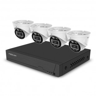 Foscam FNA108E-T4-2T 8-Kanal 4K 8 MP PoE Komplettset für die Videoüberwachung mit 4 Überwachungskameras