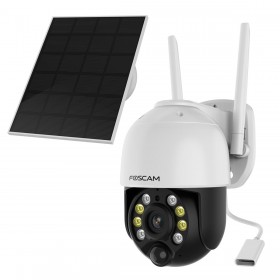 Foscam B4 batteriebetriebene 2K 4 MP WLAN-Überwachungskamera mit Schwenk- und Neigefunktion, inkl. Solarpanel 
