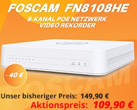 Foscam FN8108HE 8-Kanal PoE Netzwerk Video Rekorder (NVR) / Aufzeichnungsgerät