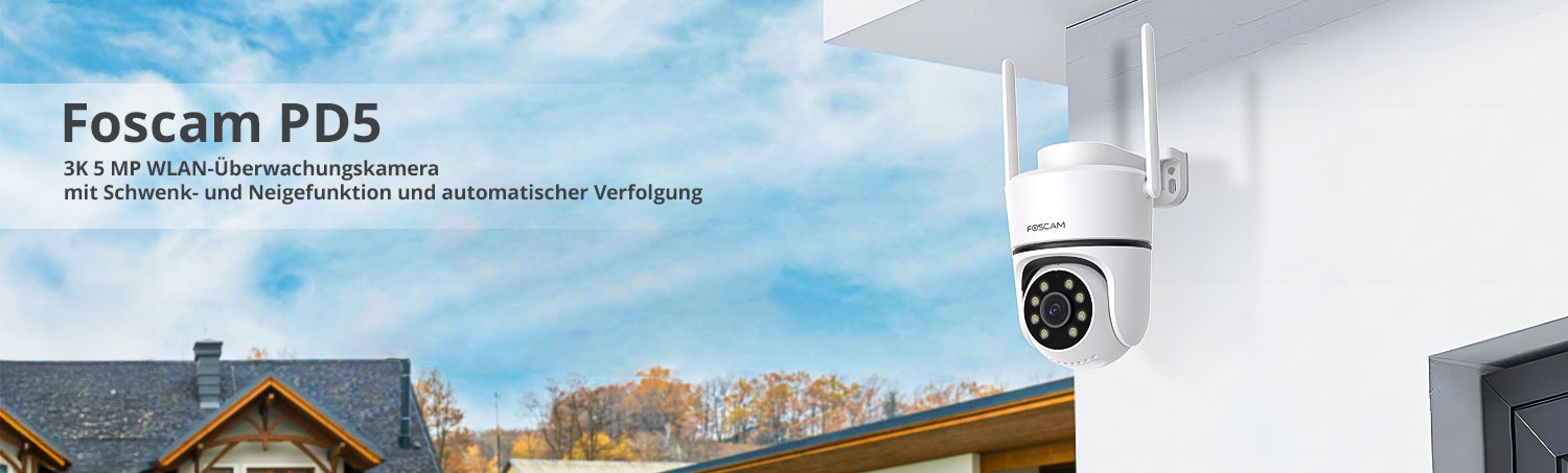 Foscam PD5 3K 5 MP WLAN-Überwachungskamera mit Schwenk- & Neigefunktion und automatischer Verfolgung
